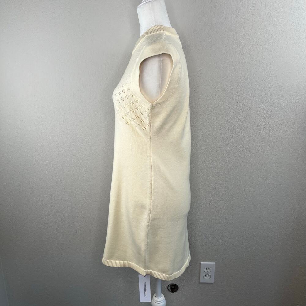Rumored Ivory Cream Birkin Knit Crew Neck Mini Dress Eyelet Bodice NWT Large - Picture 8 of 14